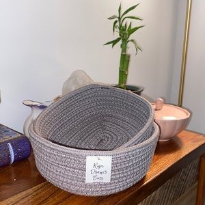 Set of Small and Medium Rope Drawer Bins - Boho Chic Organizers